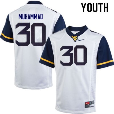 Youth West Virginia Mountaineers NCAA #30 Naim Muhammad White Authentic Nike Stitched College Football Jersey EG15O18TA